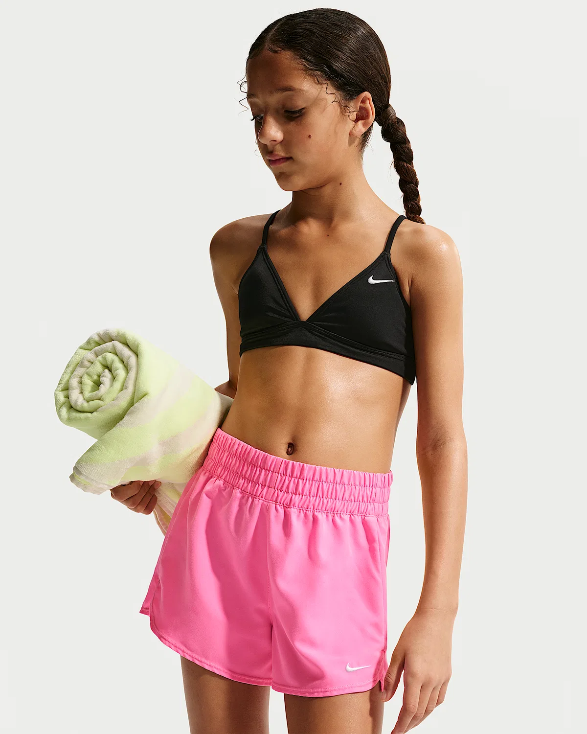Детские (девочки) плавательные шорты Nike Swim Breaker 3", Pink Glow/White — фото 4