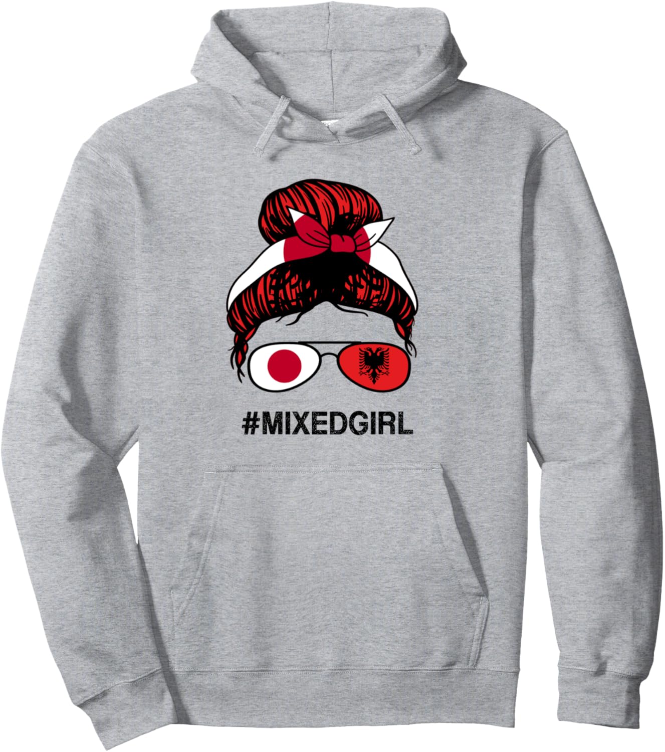 

Албания, флаг Японии, толстовка с принтом небрежный пучок Mixed Girl Heritage Store, серый