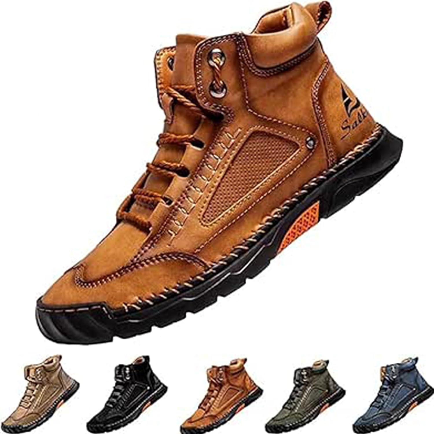 

Мужские ботинки, ручной работы из кожи, комфортные водонепроницаемые ботинки с поддержкой свода стопы для походов и туризма на открытом воздухе Biliker, коричневый