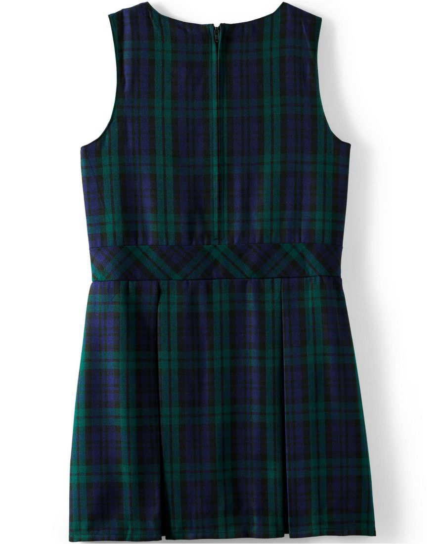 Плэйз-комбинезон до колена для девочек старшего возраста Lands' End, Plaid classic navy/evergreen — фото 2