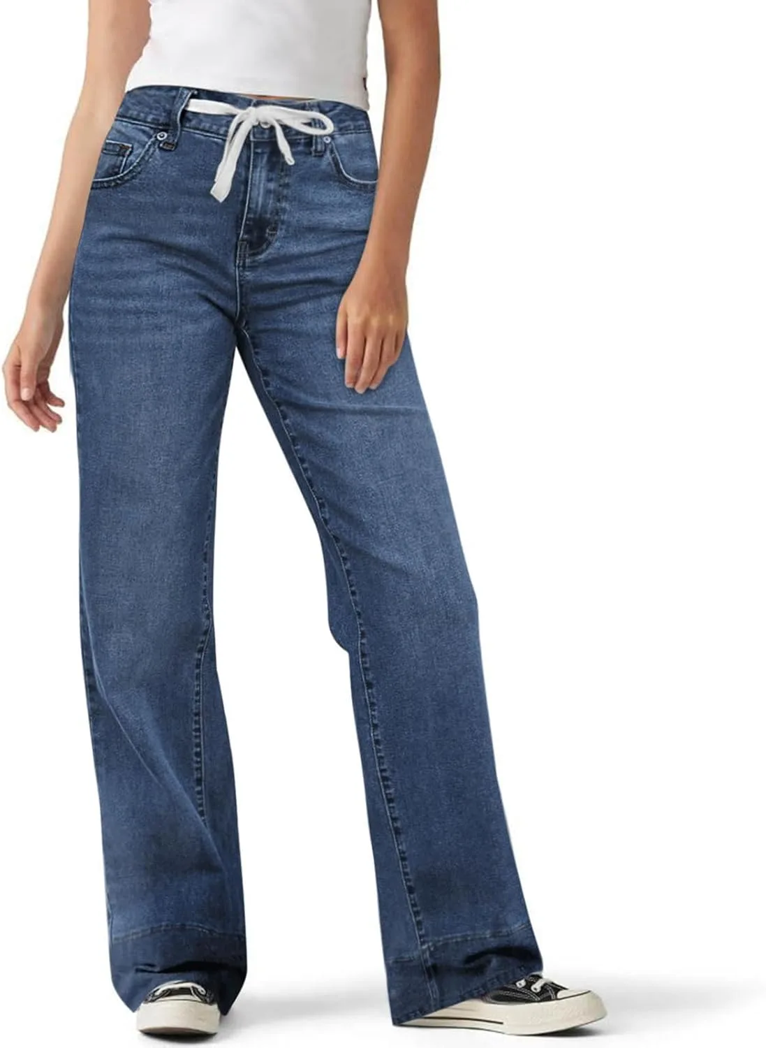 Женские джинсы Wide Leg Casual High Waisted Strechy Straight Leg с карманом — фото 4