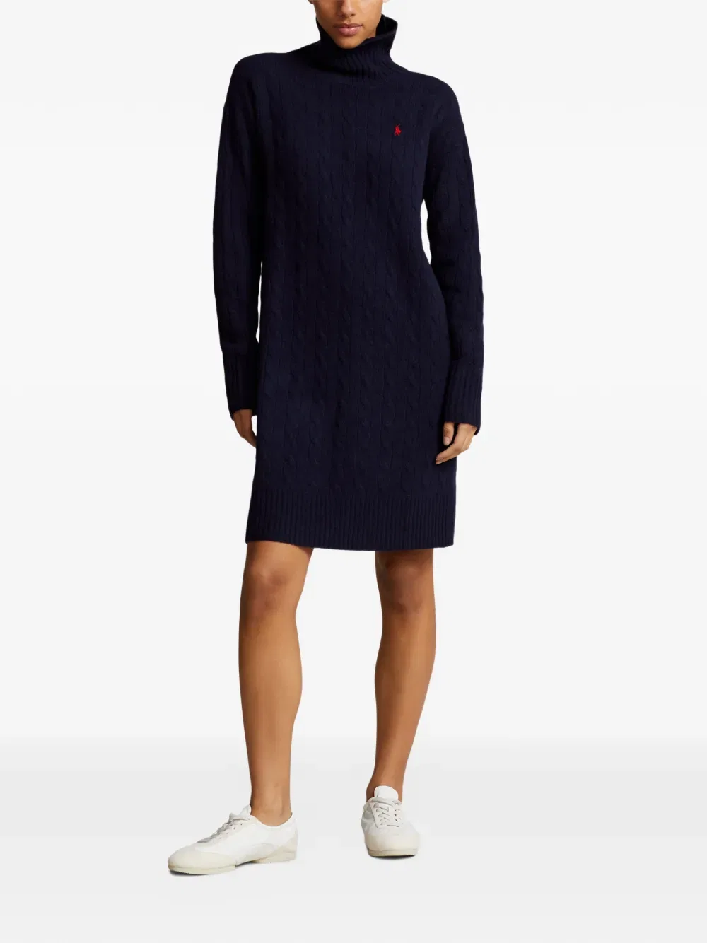 Платье-миди с высоким воротником и косами Polo Ralph Lauren, синий — фото 2