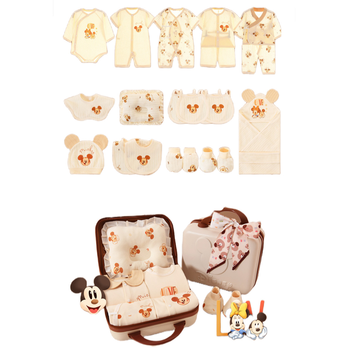 

Подарочная коробка для малышей и детей ясельного возраста Disney, 【Password Suitcase】22-Piece Set, Summer Coffee Color.