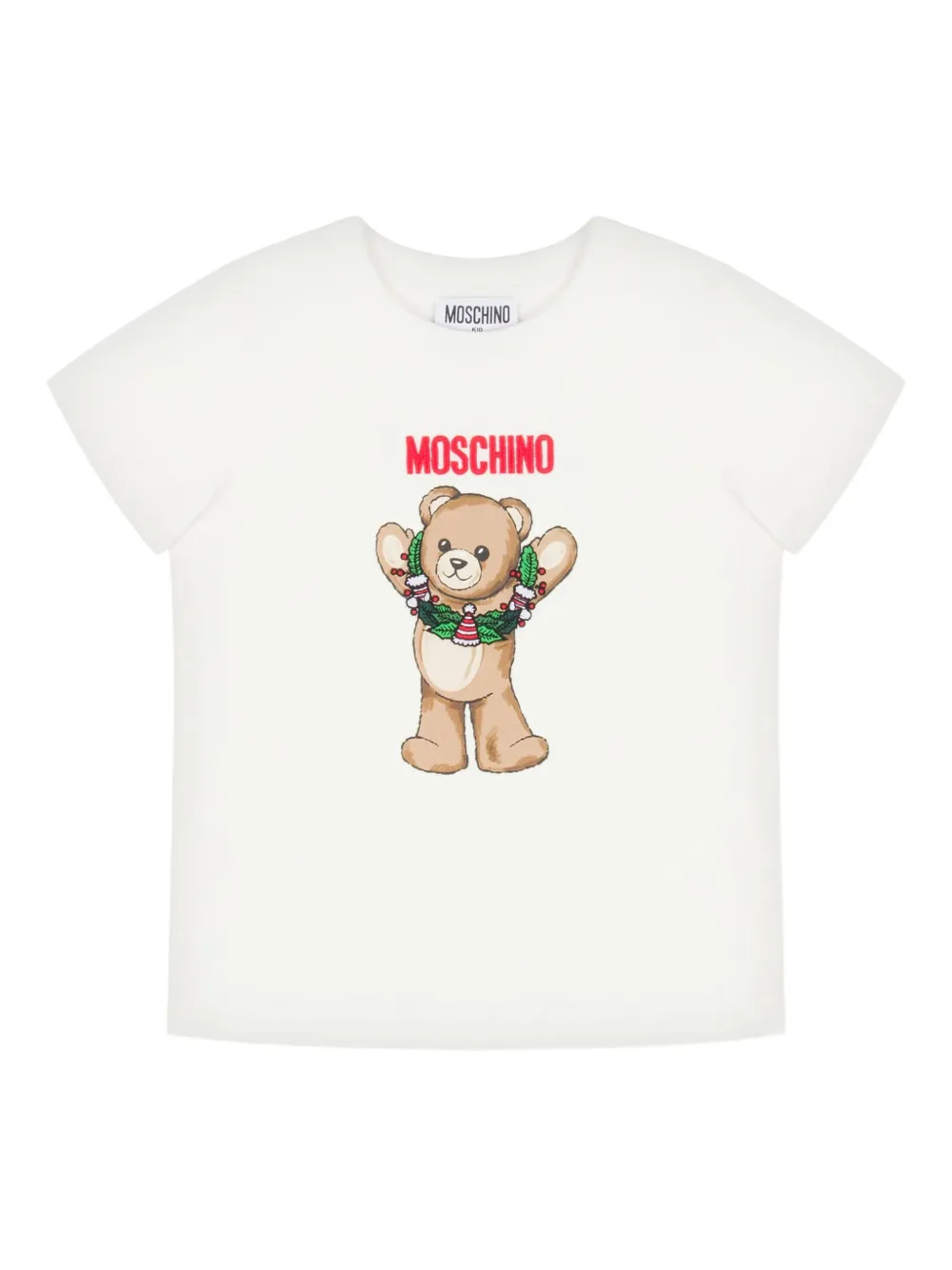 

Футболка с принтом плюшевого мишки Moschino Kids, нейтральный