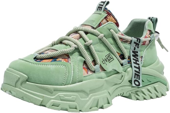 

Мужские ретро кроссовки на шнуровке с толстой подошвой - удобные и нескользящие, прочные, подходят для активного отдыха в любое время года Hhhchpm, зеленый