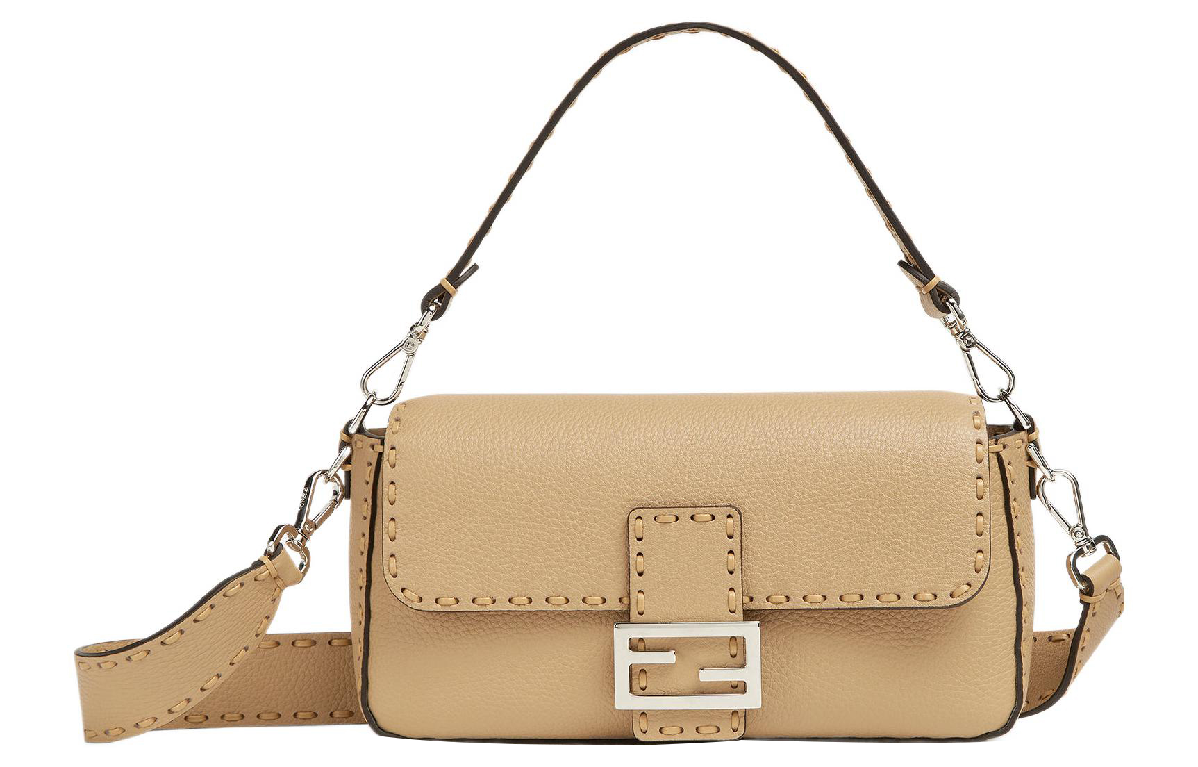 

FENDI Сумка через плечо из телячьей кожи сумка-багет средний женский бежевый