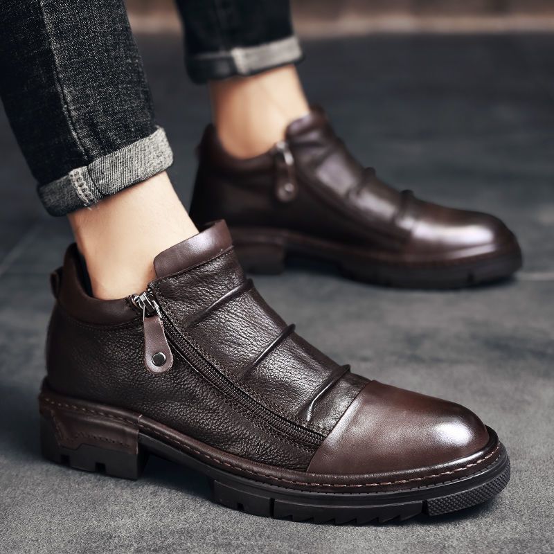 Devanro Мужские полусапоги 3,5 см тёмно-коричневые, цвет Dark Brown — фото 4