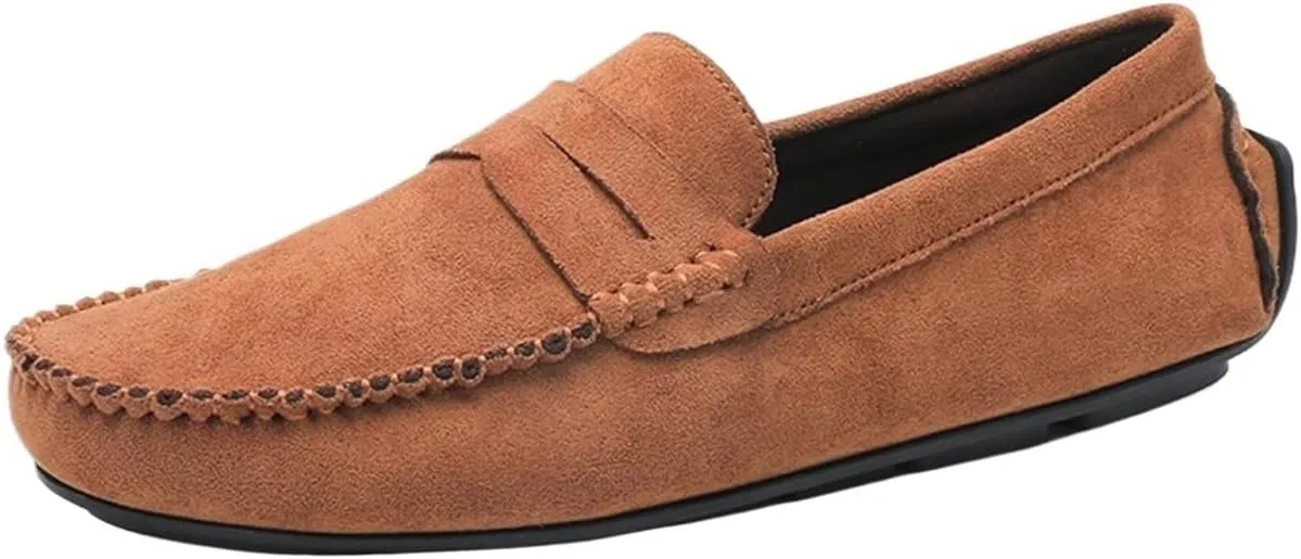 Лоферы кожаные, замшевые, коричневые Classic Mens Suede Loafers DHFIRUFSHLO