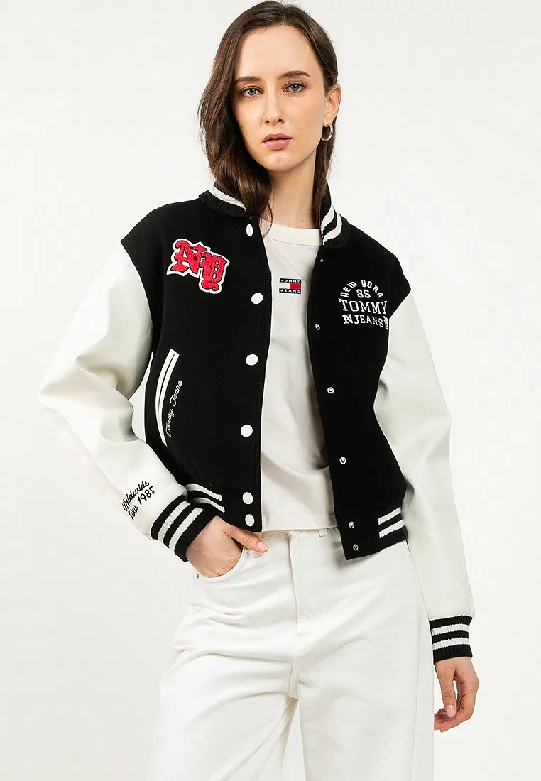 Женская шерстяная куртка-бомбер Tommy Jeans Tommy Hilfiger, черный