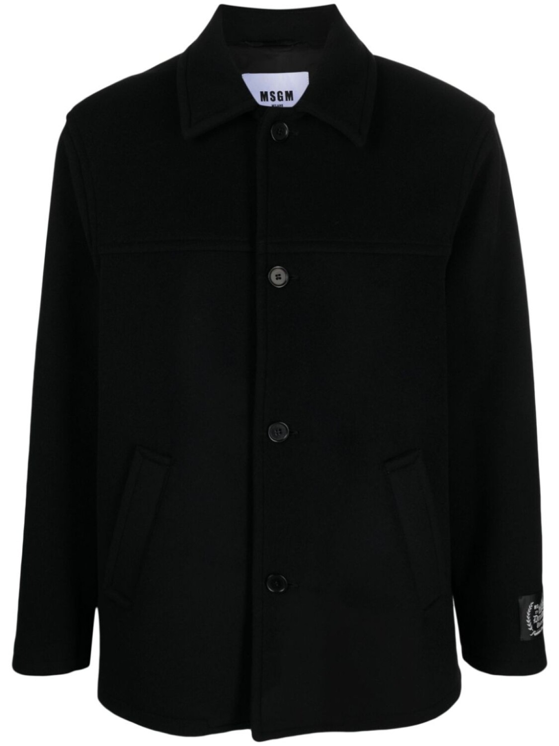 

MSGM пальто Wool Coating с нашивкой-логотипом, черный