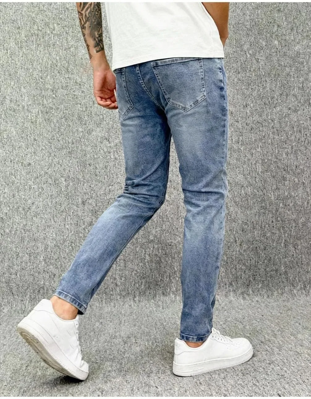 Джинсы скинни, Men's Elastic Slim Fit Skinny Jeans, G03lan — фото 4