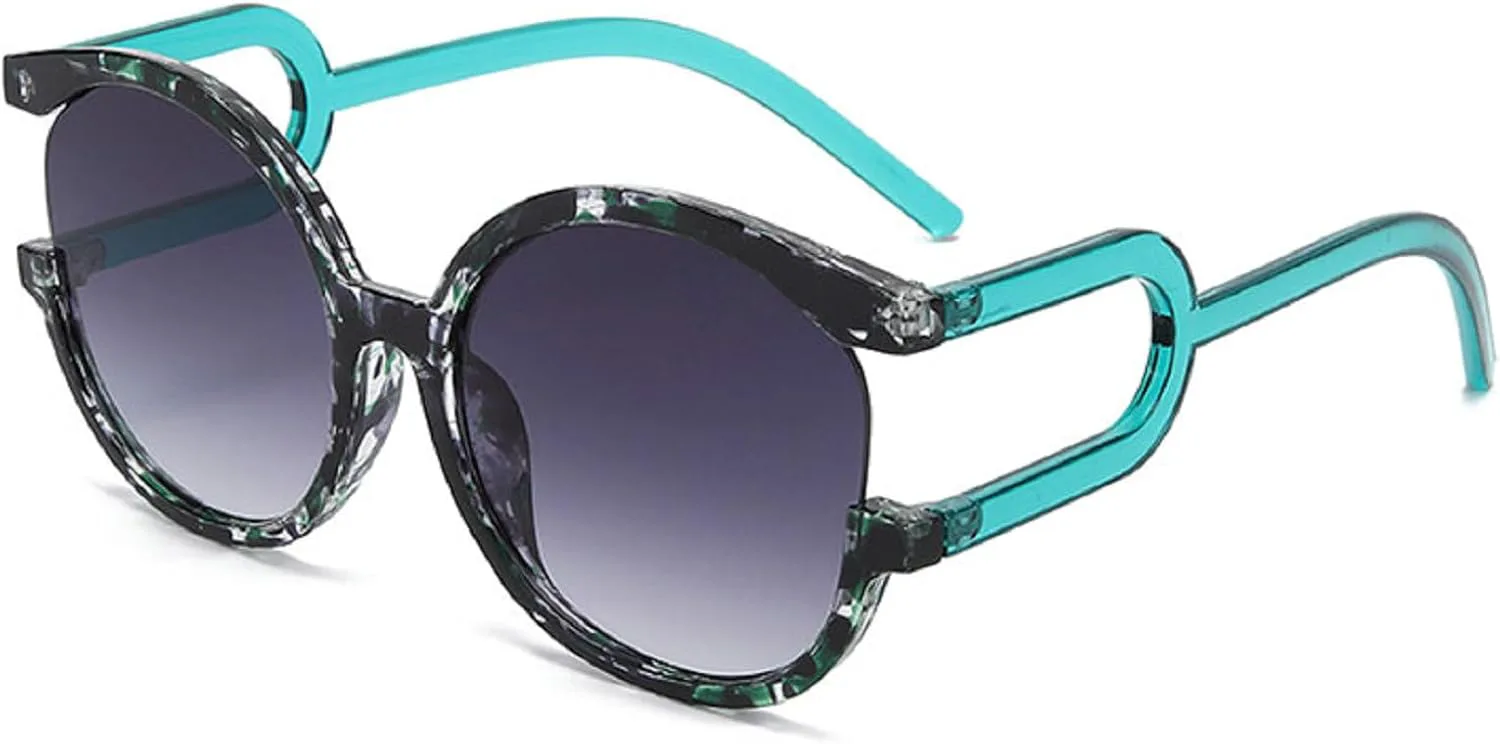 

Большие круглые солнцезащитные очки для женщин, 2024 год, роскошный дизайн, панк-стиль, винтажные очки для вождения и путешествий mincl, 2pcs-flower&white