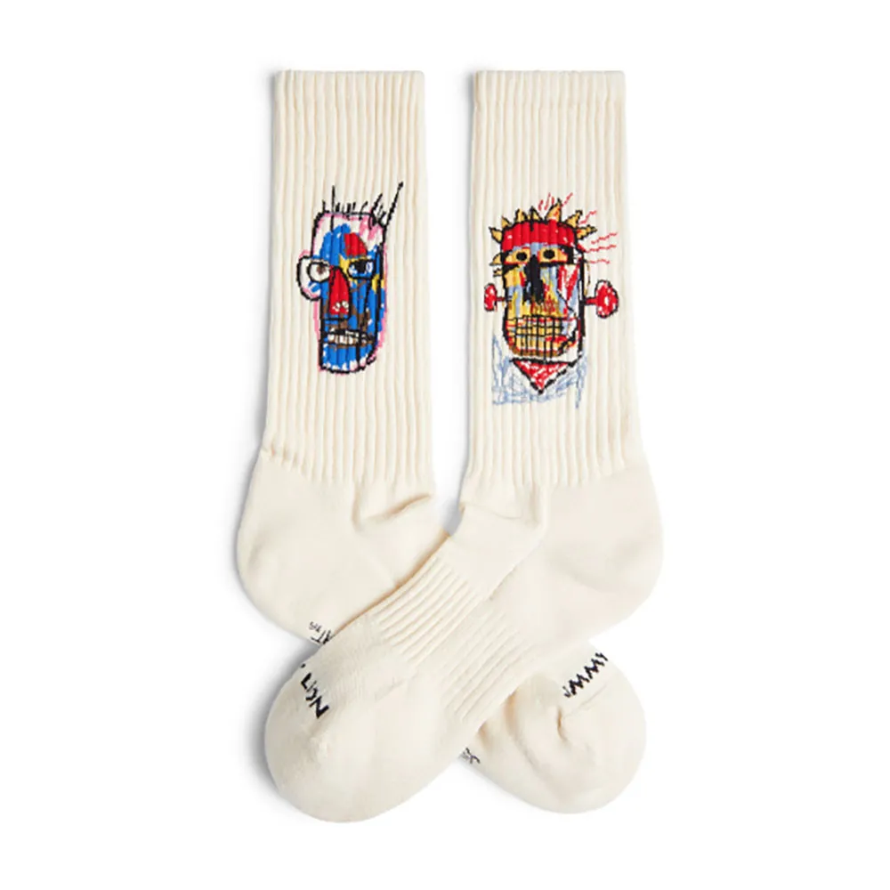 

Носки Jimmy Lion Athletic Basquiat Heads 1982 crew, бежевый