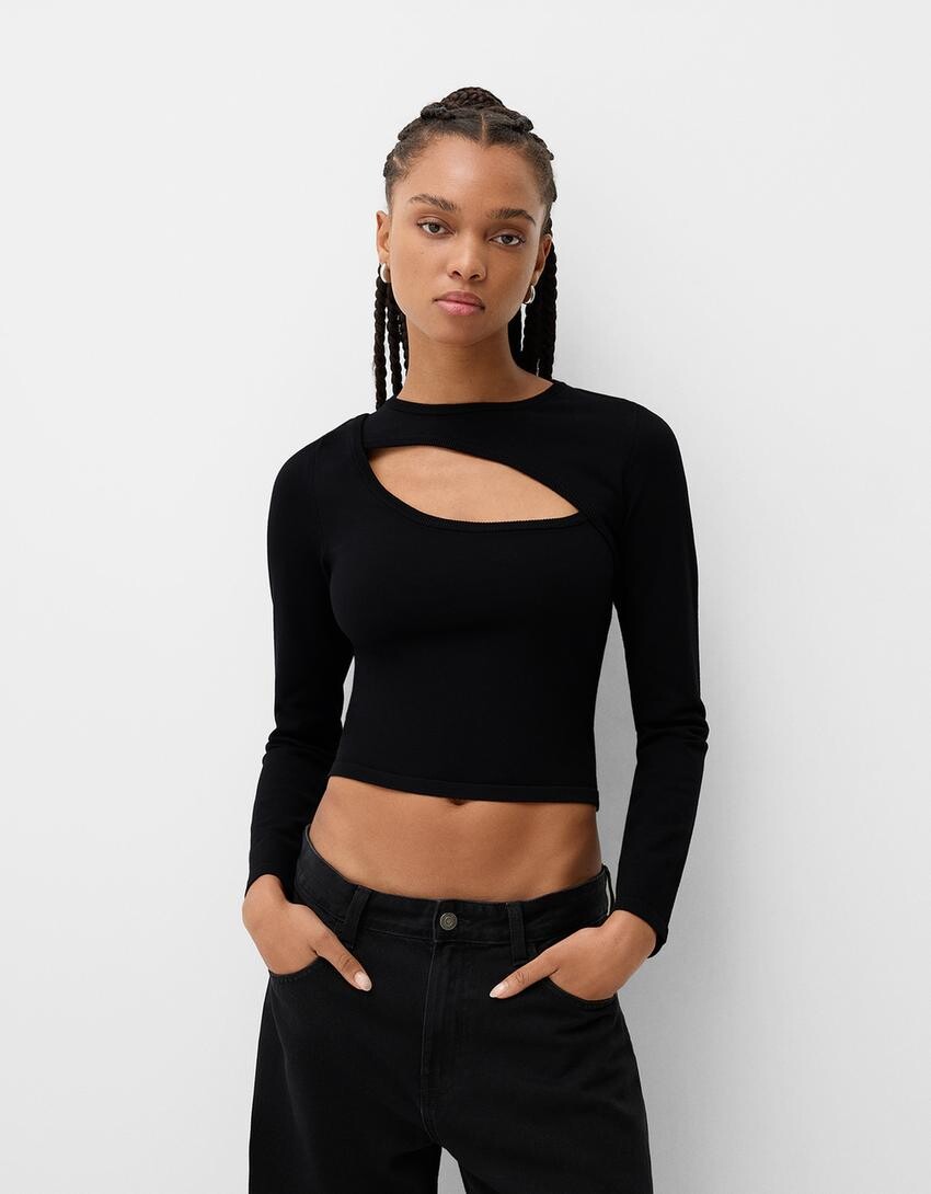 

Свитер с вырезами Bershka, черный