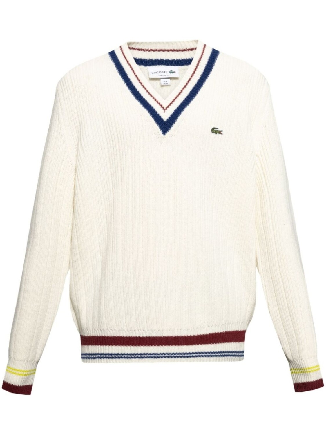

Шерстяной джемпер с крокодиловыми нашивками Lacoste, белый