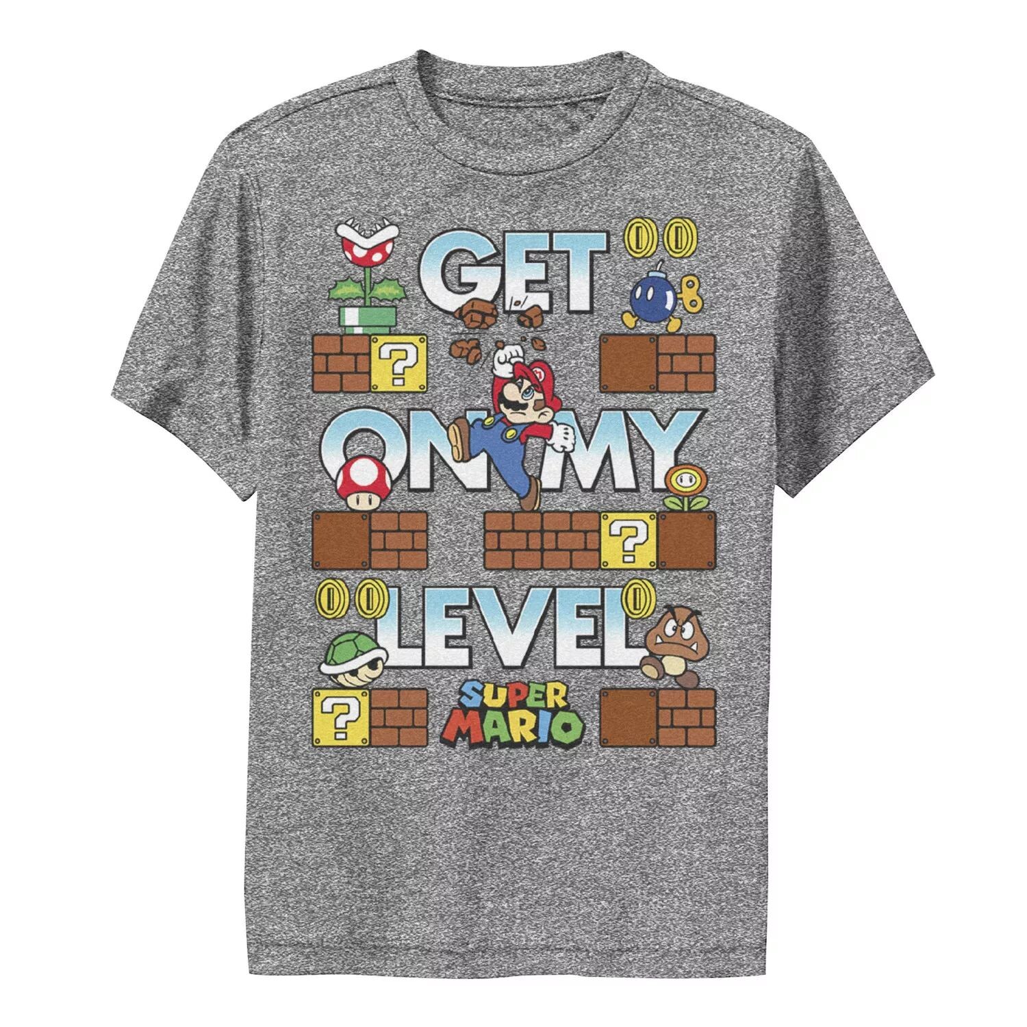 

Футболка с изображением Nintendo Super Mario Get On My Level для мальчиков 8–20 лет, игра, игра Licensed Character