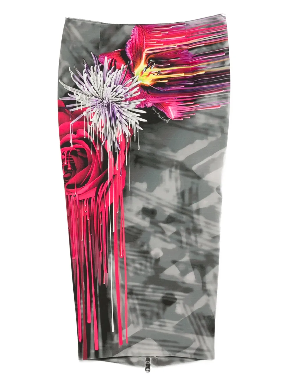 

Юбка на молнии с цветочным принтом Gemy Maalouf, серый