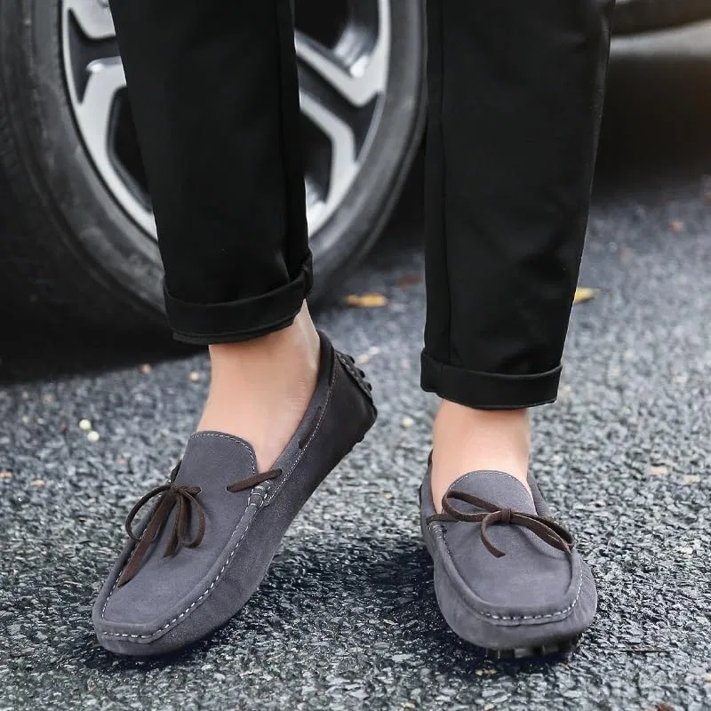Мокасины кожаные Loafers Boatshoes Driving Style Loafer Comfortable Flat Heel Lightweight Prom Slip-ons, Серый SayfuR — фото 2