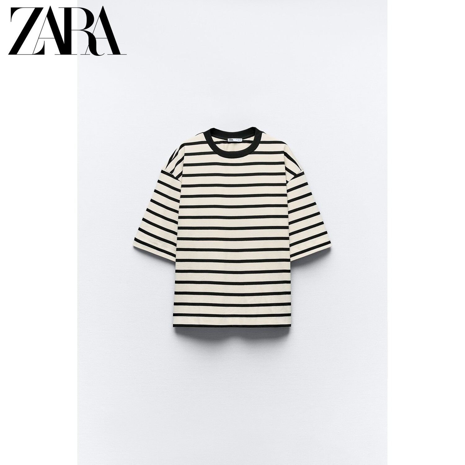 

Футболка женская Zara в полоску, черный / белый