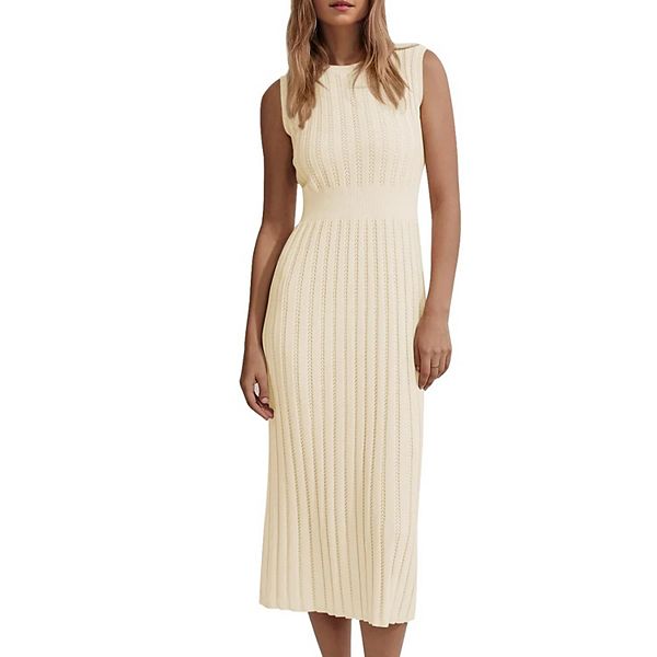 

Женское платье-миди с ребристым воротником Megaretailer