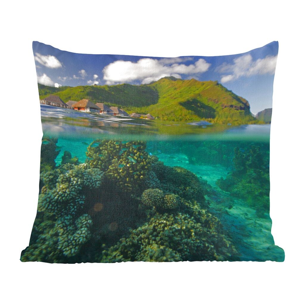 

Декоративная подушка MuchoWow, диванная подушка, декоративная подушка для гостиной, 60 x 60 см, вид под водой на остров Моореа - чехол на подушку - хлопчатобумажная ткань - декоративные чехлы на подушки