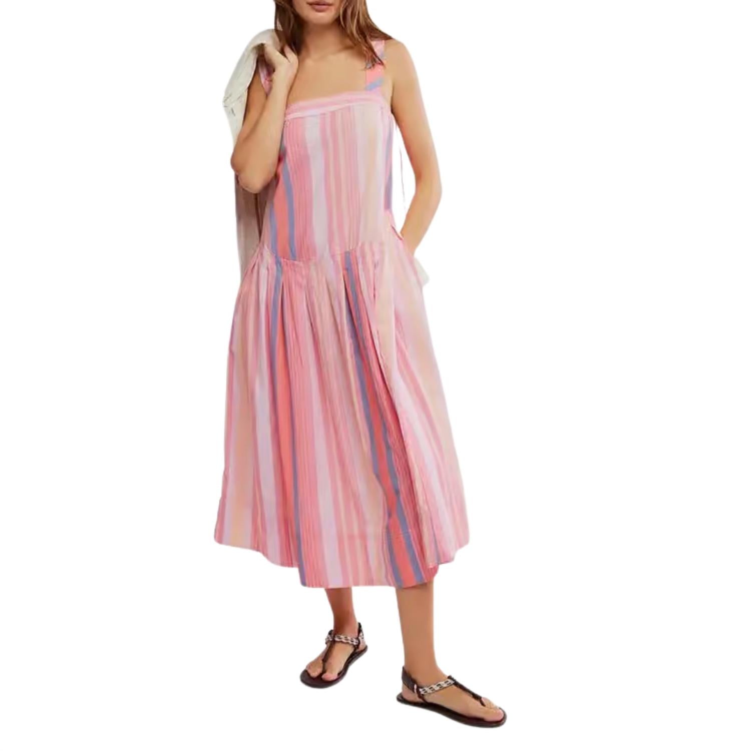 

Платье миди Primavera в полоску с клубничным принтом Free People, Strawberry Combo