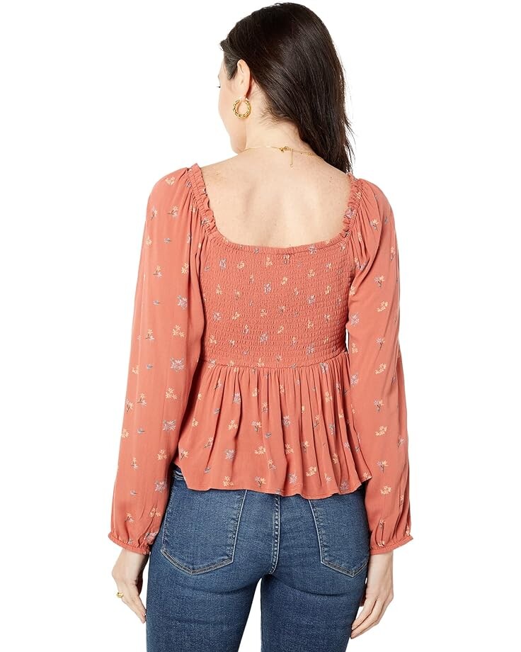 

Топ Lucky Brand Long Sleeve Printed Top, цвет Etruscan Red Multi