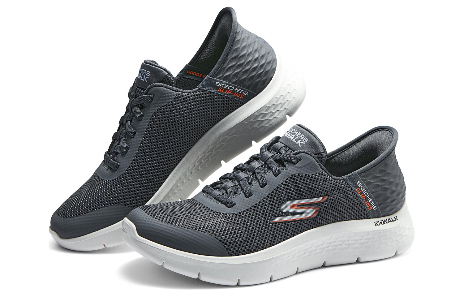 Кроссовки Skechers Go Walk Flex Lifestyle Shoes Men Low-top Gray/Black/White/Orange, серый — фото 4
