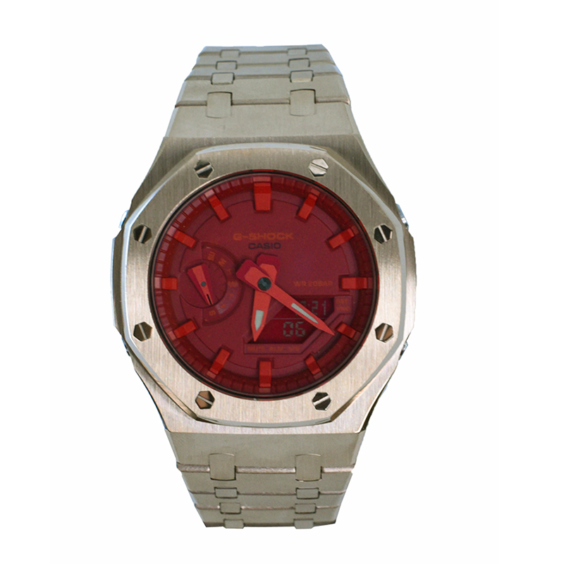 

CASIO Часы Men Liquid Crystal/Analog Dual Display Series Red Watch, Rose Gold Coral Red
