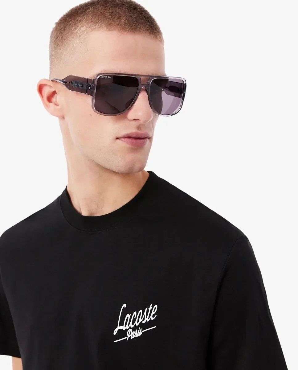 Мужская футболка с короткими рукавами с принтами Lacoste, черный — фото 3