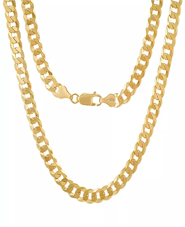 

Ожерелье унисекс с кубинскими суперплоскими звеньями, покрытое 14-каратным золотом Steeltime, gold