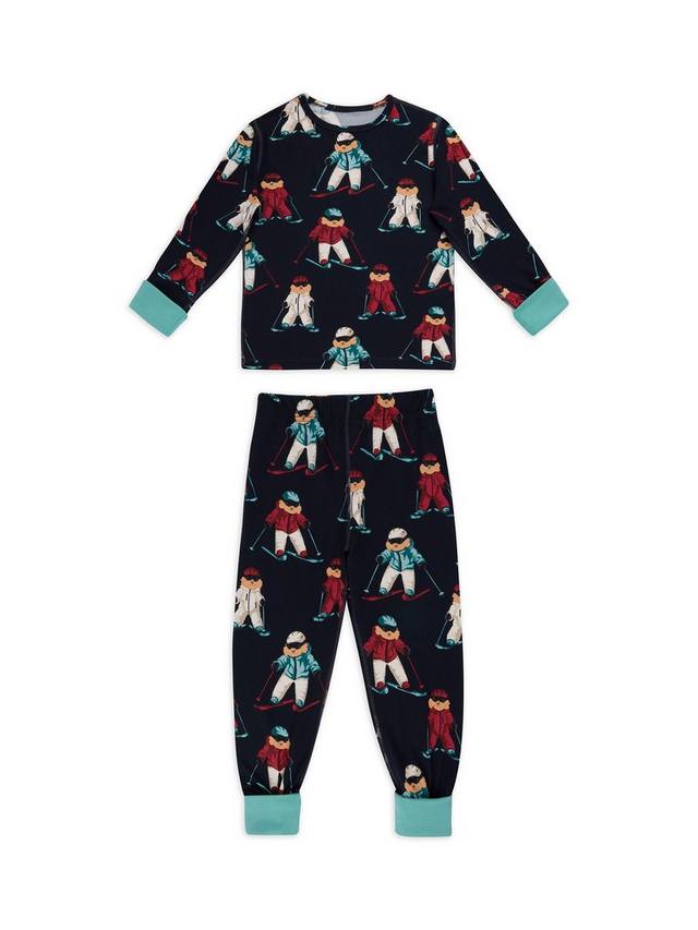 

Детский пижамный комплект с новогодним принтом лыжного медвежонка Chelsea Peers, Navy