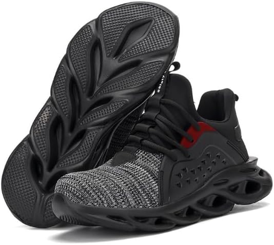 

Легкие противоскользящие кроссовки, дышащий верх из сетки, защита от ударов и проколов, для строителей Honxinm, черный/серый