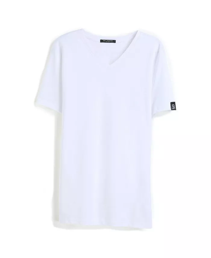 

Мужская футболка Bellemere Grand с V-образным вырезом, мерсеризованный хлопок, Slim Fit — рекомендуется взять размер больше для свободного кроя Bellemere New York, белый