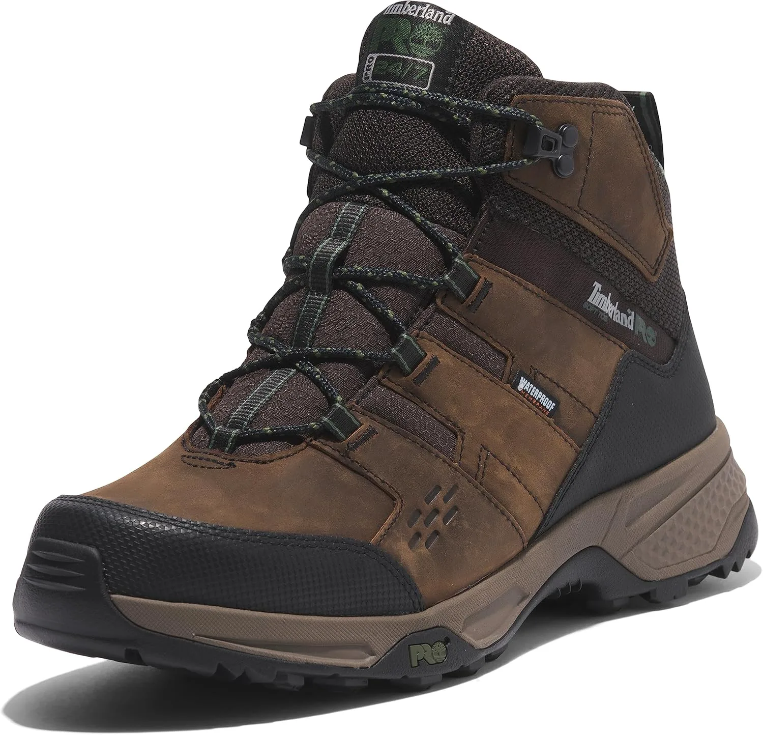 Рабочие ботинки Timberland PRO Switchback Lt 6 дюймов для взрослых, унисекс, с мягким носком, водонепроницаемые, для промышленного использования, коричневый/зеленый