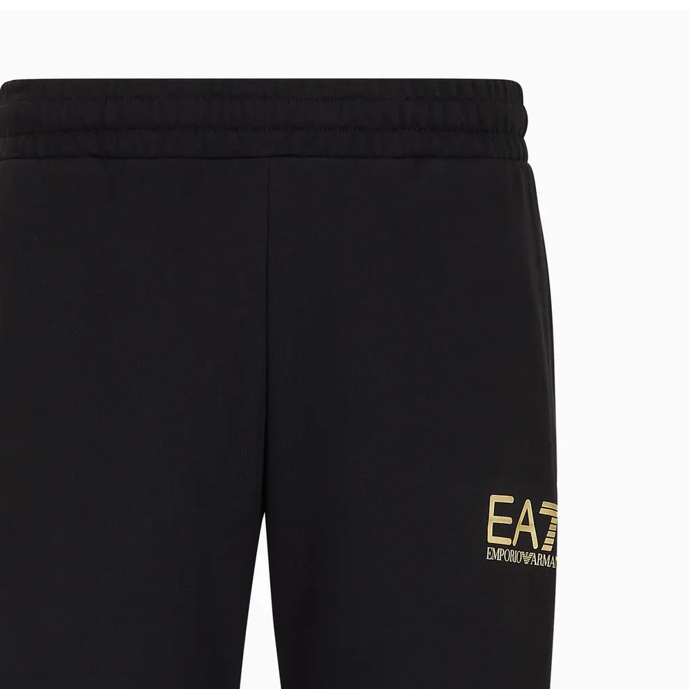 Хлопковые спортивные брюки с принтом логотипа EMPORIO ARMANI, черный — фото 4