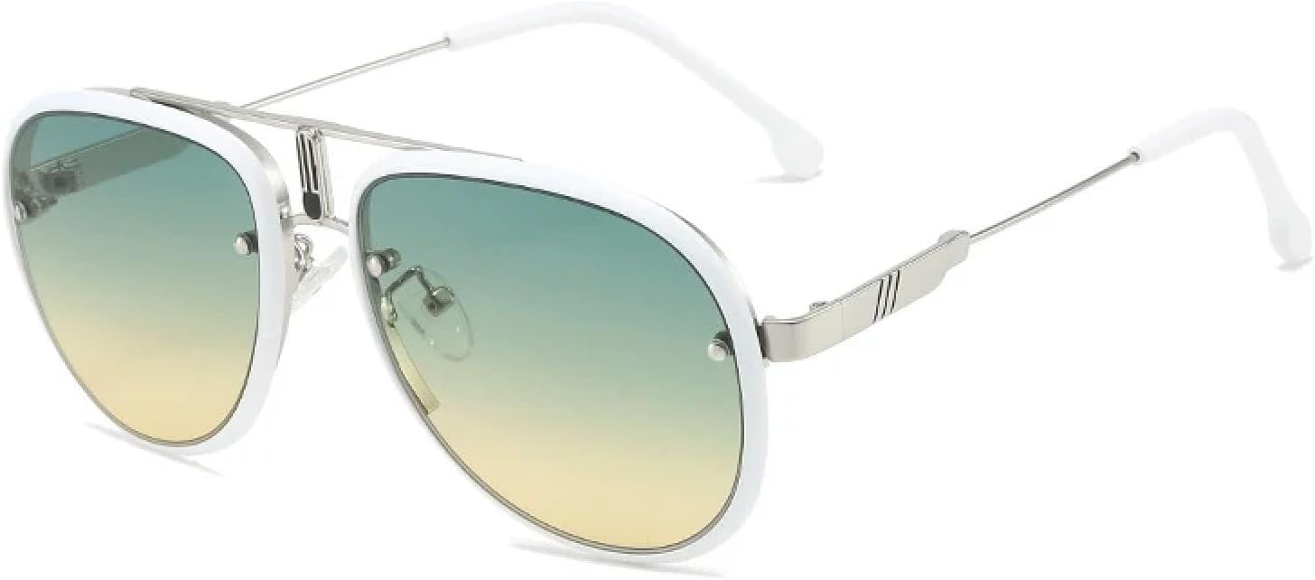 

Модные, стильные, роскошные солнцезащитные очки с двойной перемычкой для мужчин и женщин, для активного отдыха и вождения, защита от УФ-излучения UV400 TKKTLLT, White Green Yellow