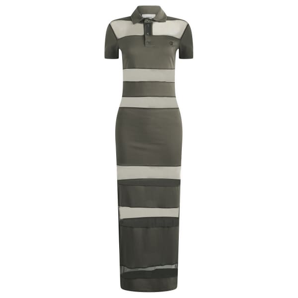 

Полосатое прозрачное платье-поло Coperni, зеленый