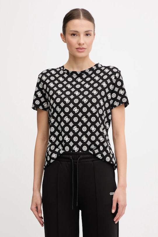 

Хлопковая футболка PEONY Guess, черный