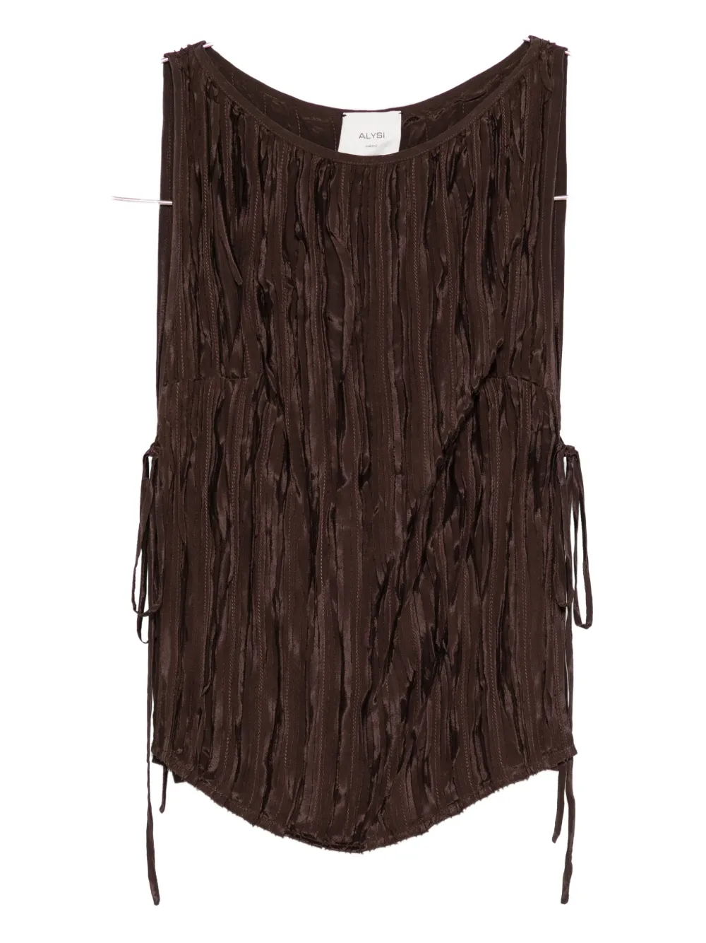 

Плиссированная блузка с завязками Alysi, коричневый