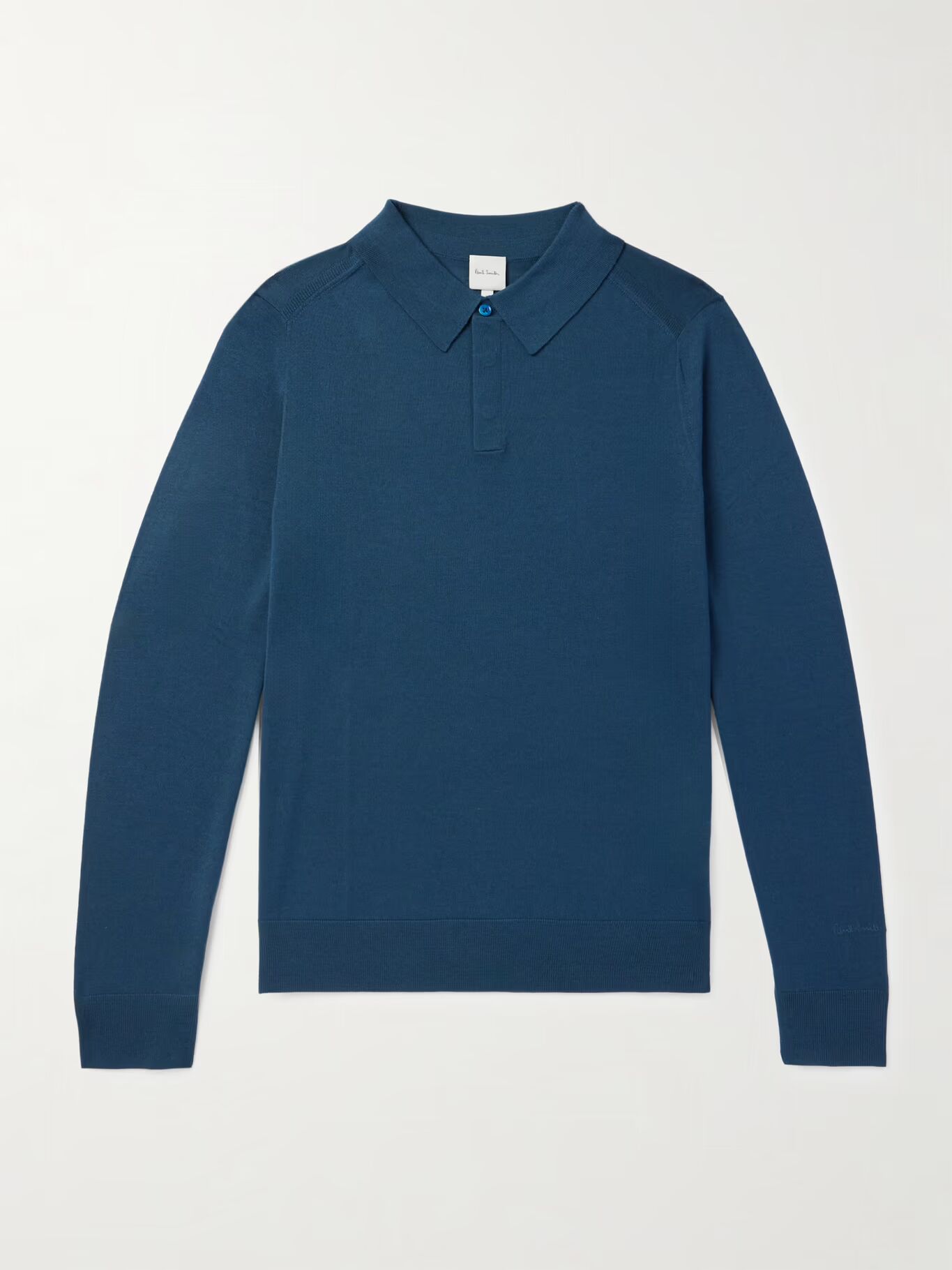 

Шерстяная рубашка-поло с вышитым логотипом PAUL SMITH, синий