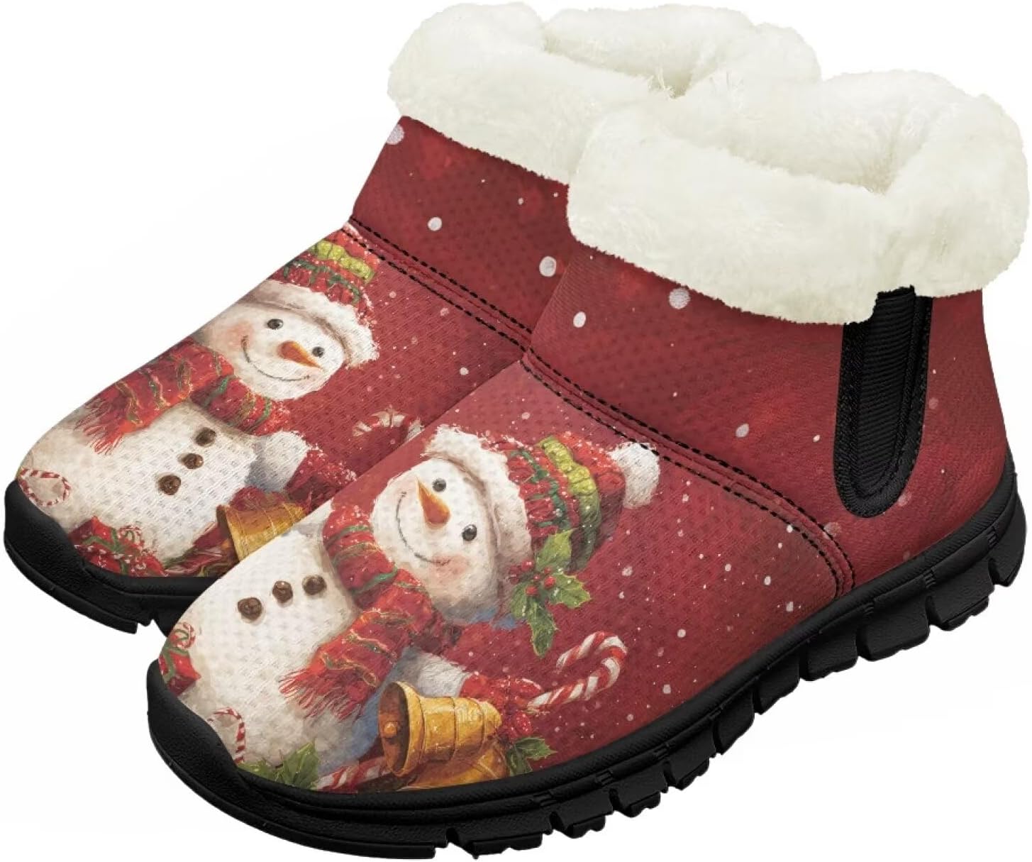 

Зимние ботинки для девочек и мальчиков, ботильоны для детей, теплые с мехом, противоскользящие Pzuqiu, Christmas Snowman