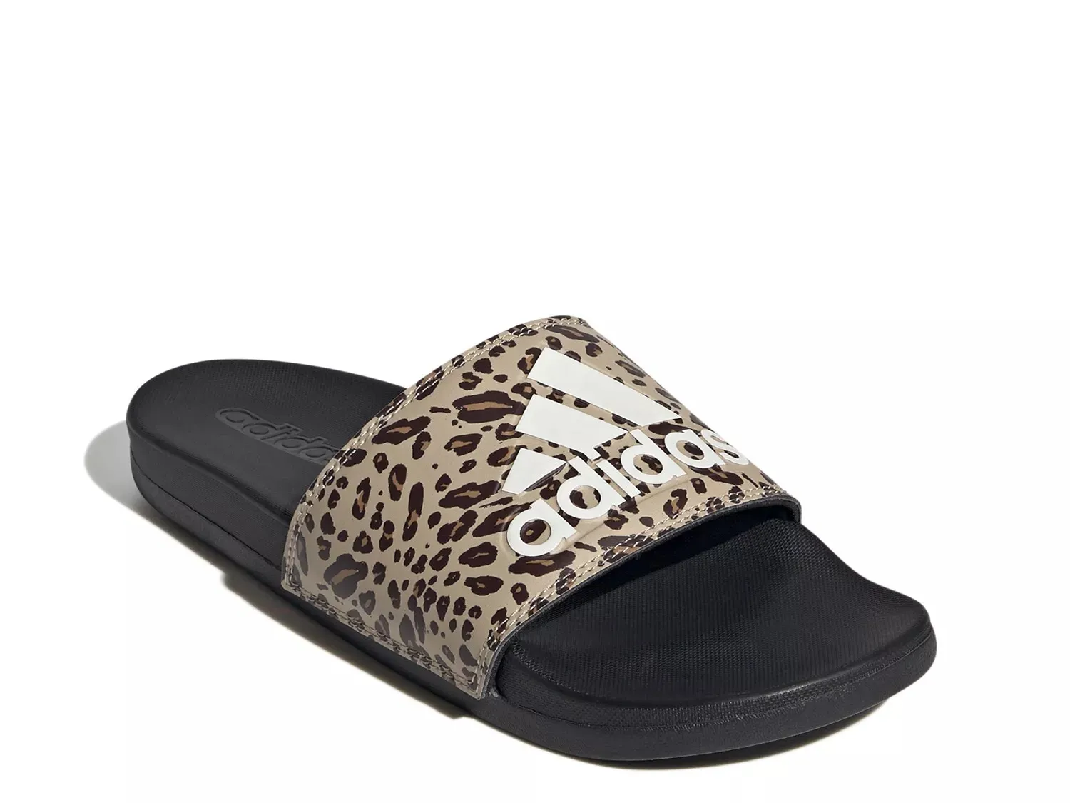 Сандалии Adidas Adilette Comfort Stripes Slide - женские, бежевый/черный с леопардовым принтом