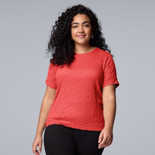 

Футболка плюс сайз с фактурой Simply Vera Vera Wang, цвет kaui coral
