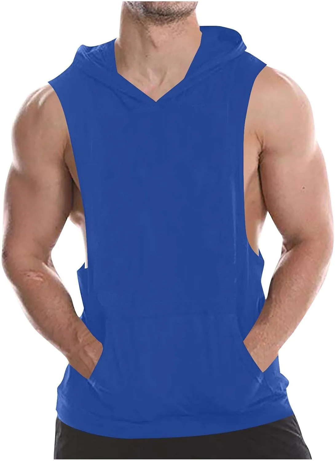

Мужская толстовка с капюшоном без рукавов Cotton Muscle Cut Off с карманами