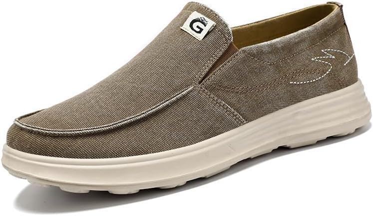 

Мужские ортопедические слипоны для ходьбы, повседневные тканевые туфли, лоферы на шнуровке, легкие прогулочные обувь Hhhchpm, хаки