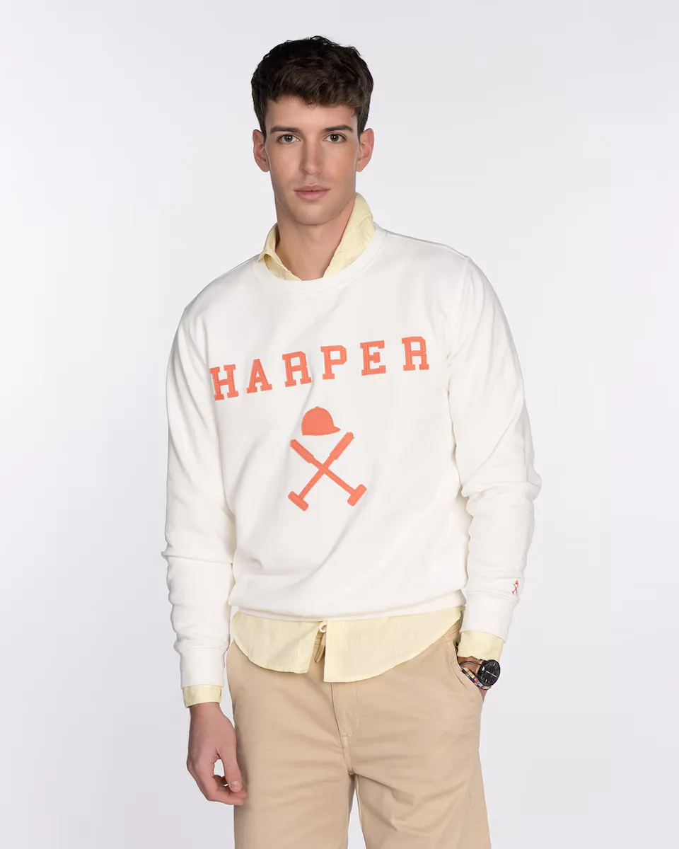 

Мужской свитшот с круглым вырезом и рисунком спереди Harper & Neyer, белый