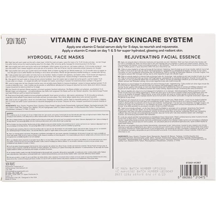 Набор для ухода за кожей Vitamin C Five-Day Skincare System 7 Pieces Gift Set: 2 Hydrogel Face Mask 120g - 5 Essence Ampoules — фото 2