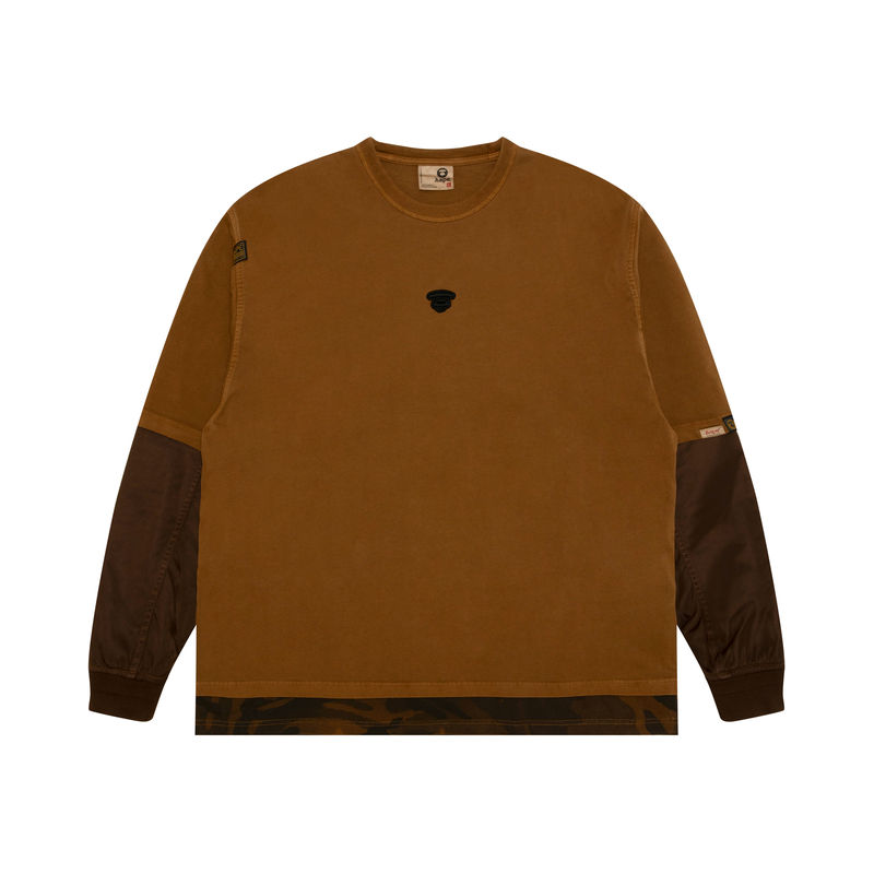 

Футболка с длинным рукавом *A Bathing APE с контрастными вставками Aape, коричневый