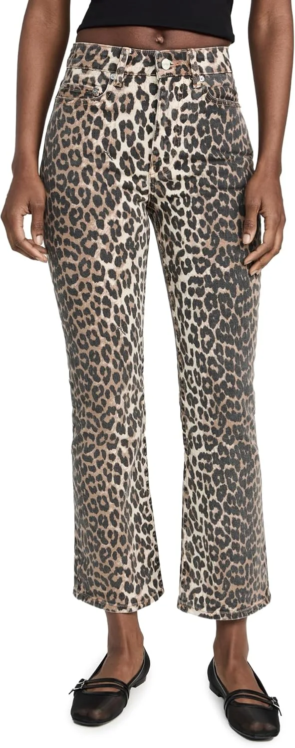 

Ganni Women's Print Denim Betzy укороченные джинсы